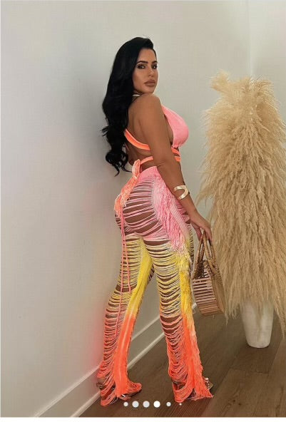 Desire knit fringe set